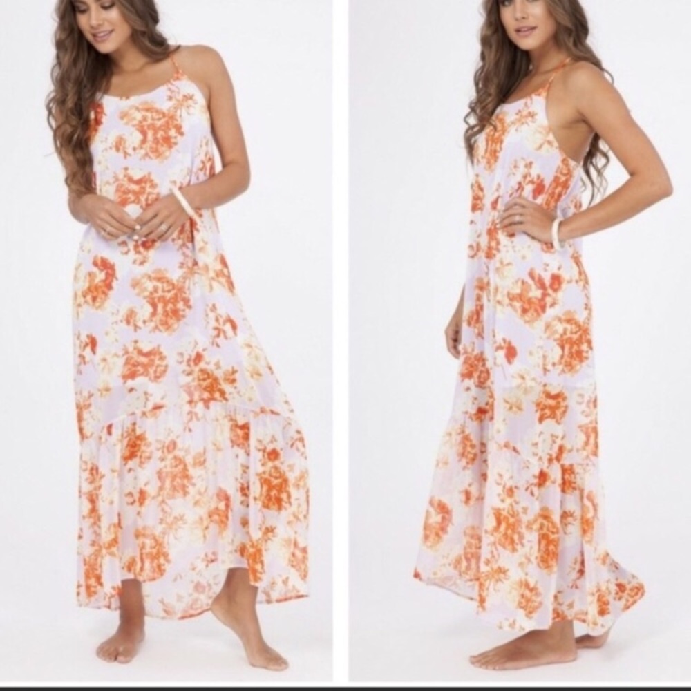 NWT Lilac and Orange Floral Maxi Dress